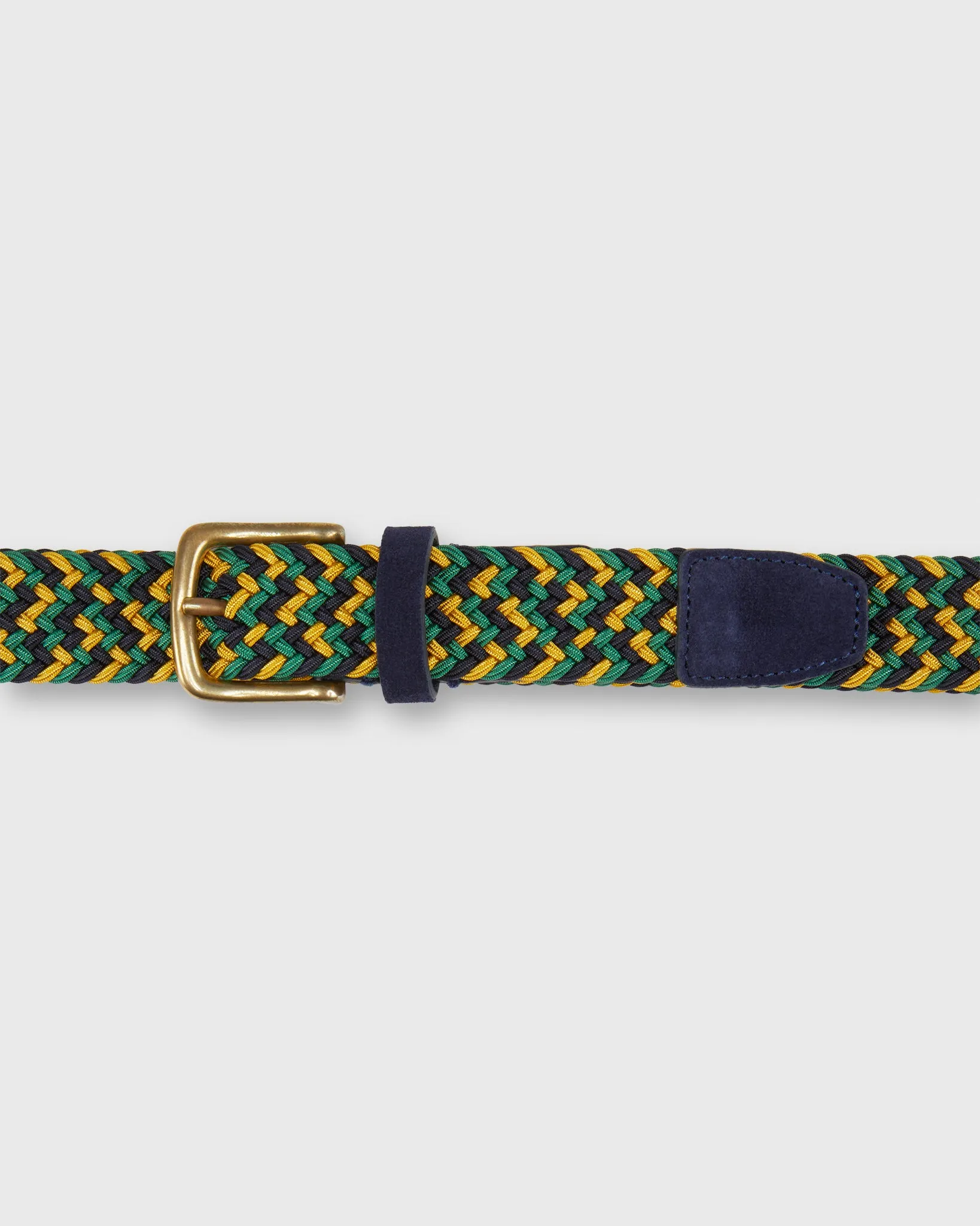 1.25" Woven Elastic Belt in Gold/Green/Navy