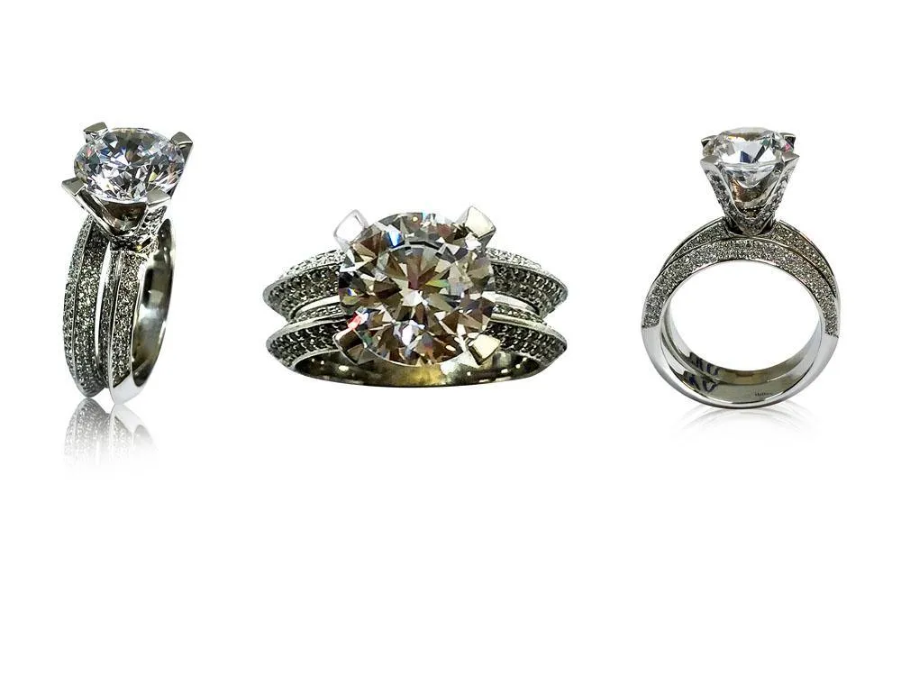 3 Carat Cubic Zirconia Ring With Matching band 14K White Gold