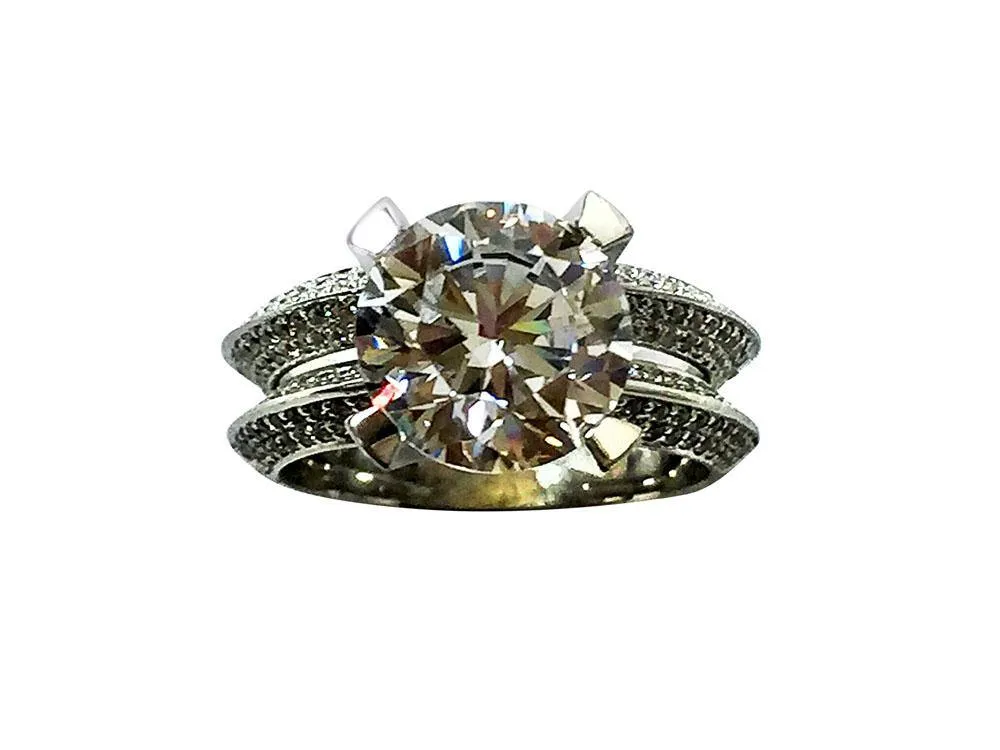 3 Carat Cubic Zirconia Ring With Matching band 14K White Gold