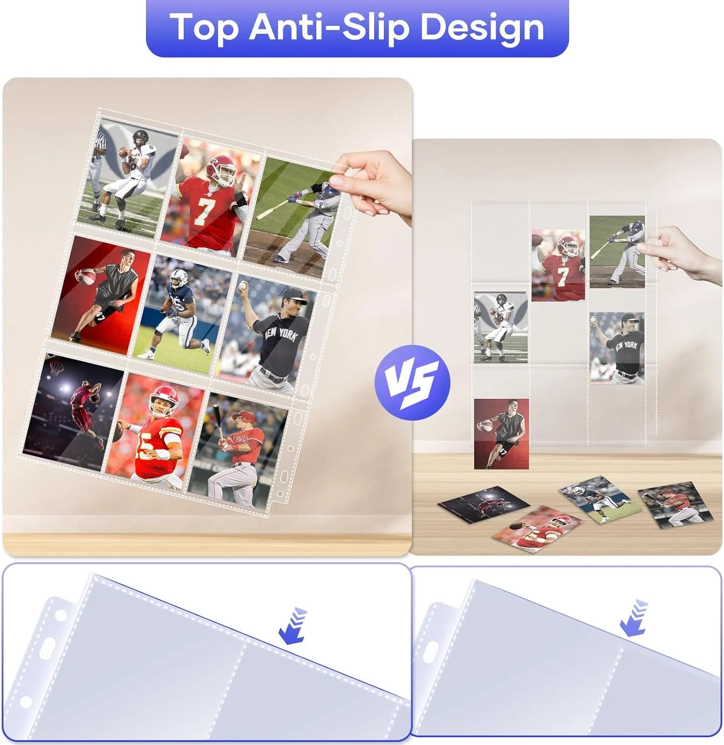 40 Pack 9 Pocket Page Protectors,720 Pockets Double Sided Card Holder Pages for a 3 Ring Binder, Card Protector Sheets Baseball Card Binder,Fit for MTG, TCG, Baseball Standard Cards