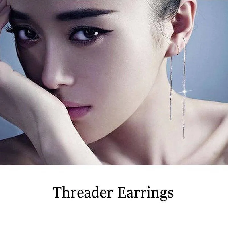 7 Sizes, Minimalist 925 Long Chain Earrings