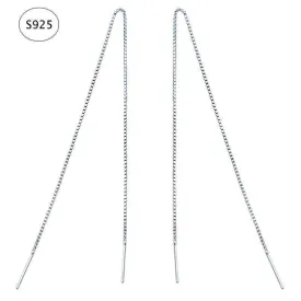 7 Sizes, Minimalist 925 Long Chain Earrings
