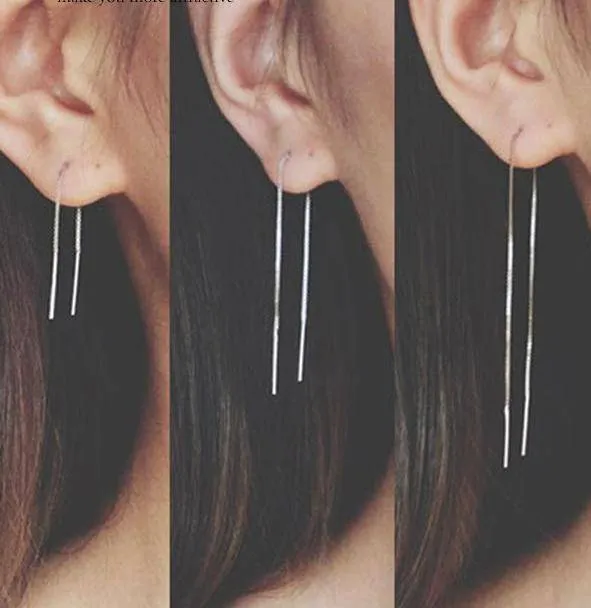 7 Sizes, Minimalist 925 Long Chain Earrings