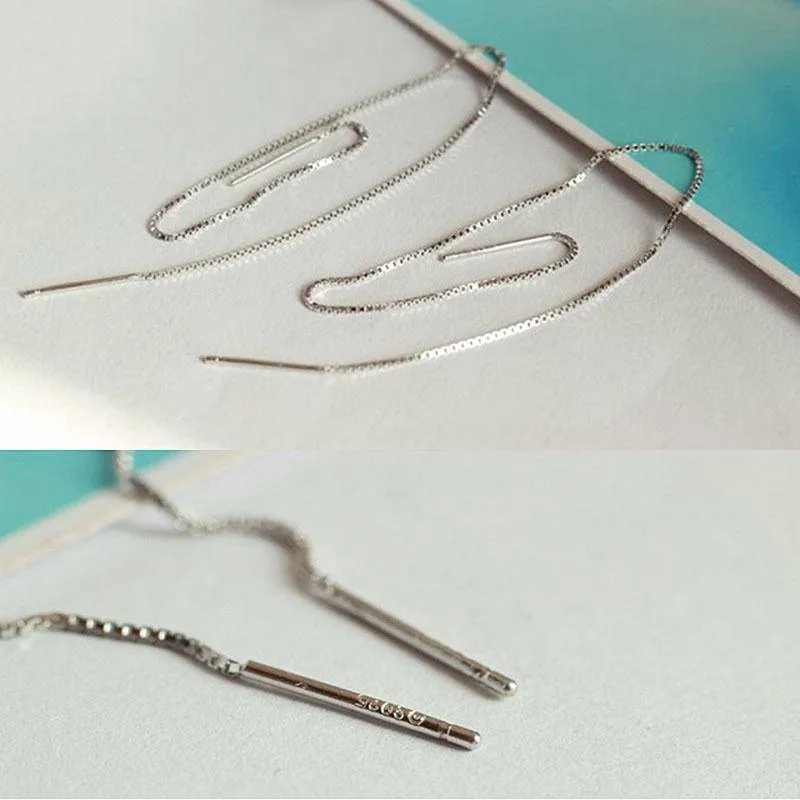 7 Sizes, Minimalist 925 Long Chain Earrings