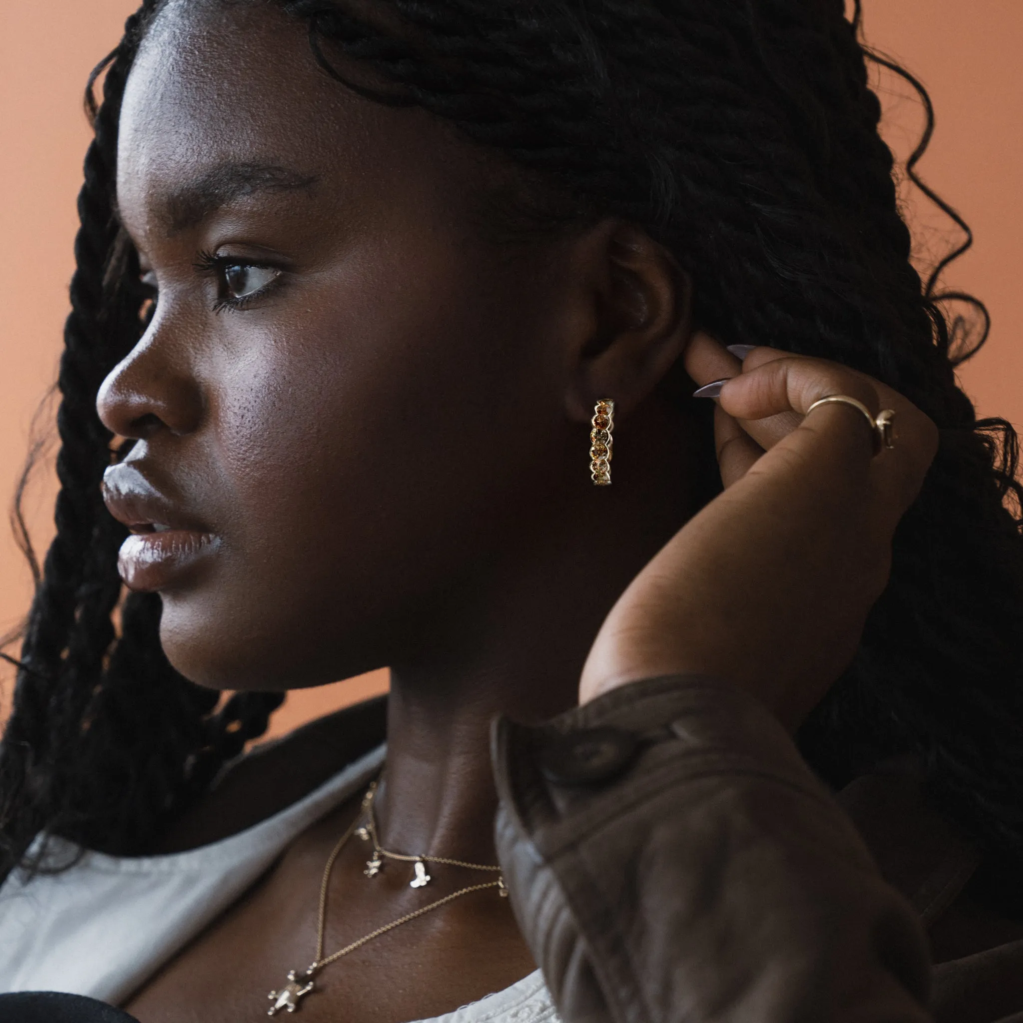 Andalusite Eternity Hoop Earrings In Gold