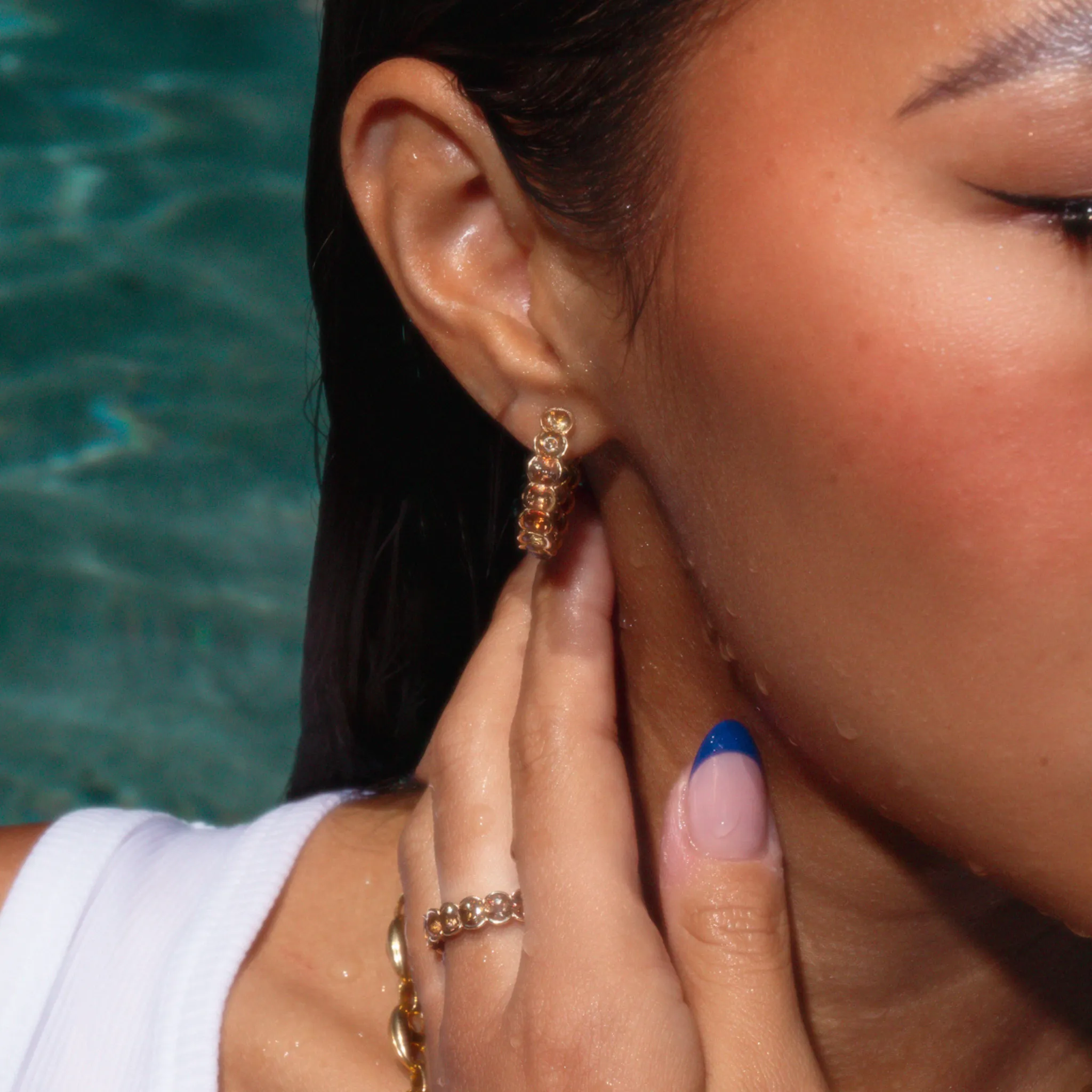 Andalusite Eternity Hoop Earrings In Gold