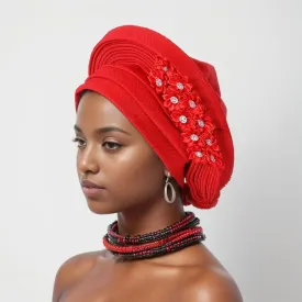 Auto Gele Floral African Head Tie of Nigeria Aso Oke Headwraps Turban Wedding Party Flower Headwear Hijab for Women