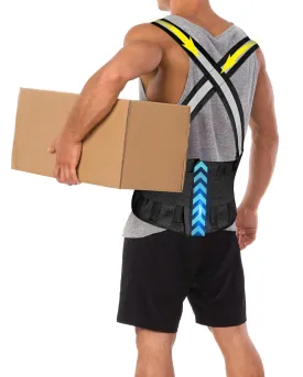 Back Brace Posture Corrector for Women and Men, Breathable Fabric Back Support with Removable Suspender, Adjustable Lumbar Support Belt Work Back Brace for Moving Construction