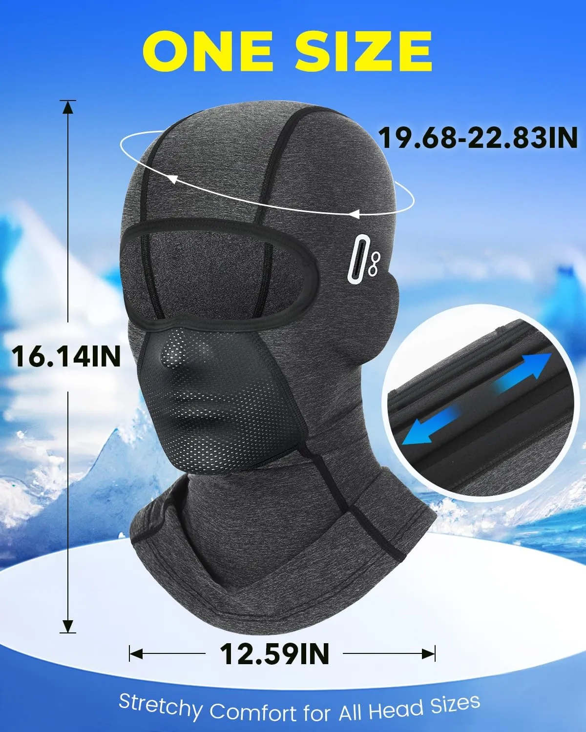 Balaclava Face Mask with Glasses Holes for Men Women Summer Cooling Shiesty Mask Sun UV Protection for Motorcycle Work Ski