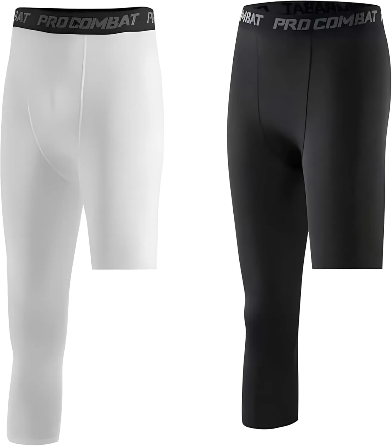 BaronHong Basketball Single Leg Tight Sports Pants 3/4 One Leg Compression Pants Athletic Base Layer Underwear
