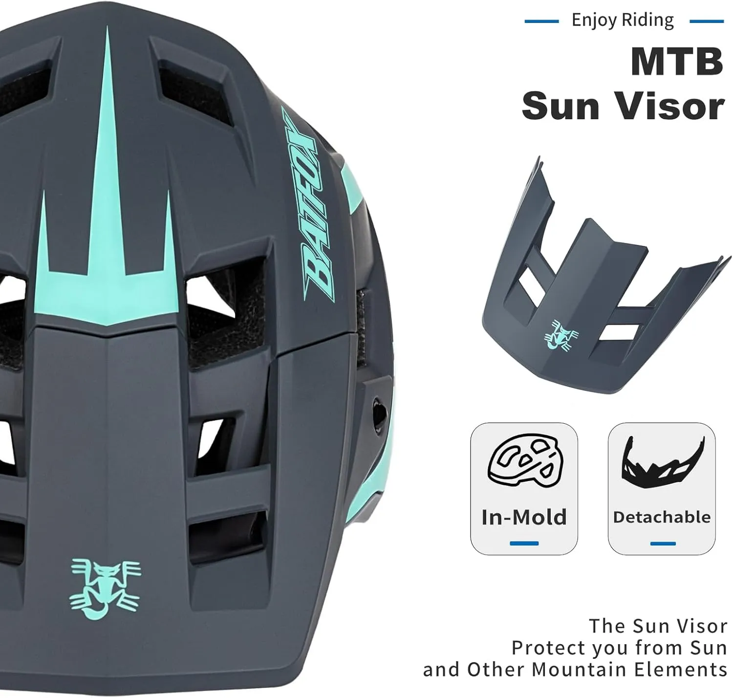 BATFOX Bike Helmet,Mountain Bike Helmet Helmets for Men Women Adults Youth
