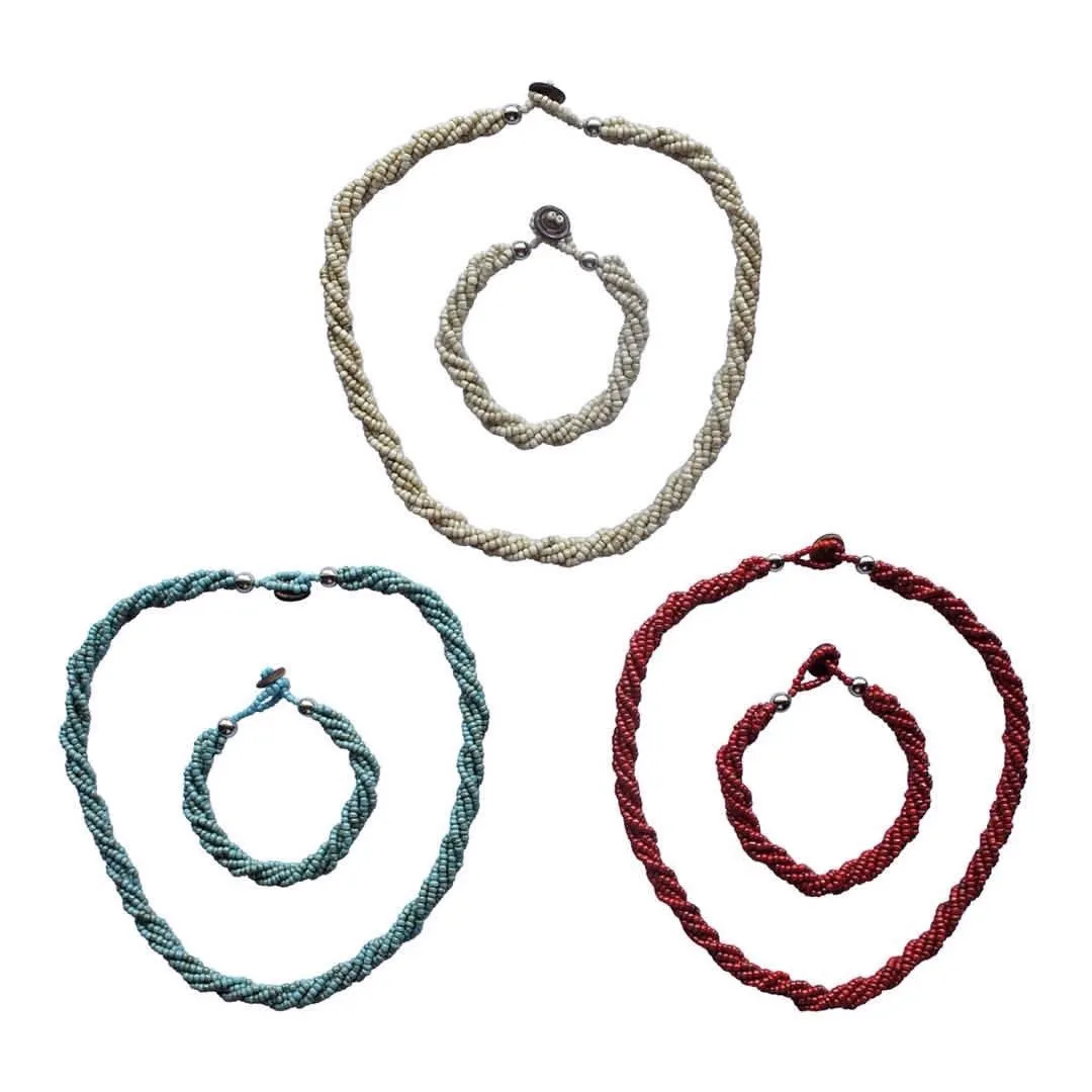 Beaded necklace with matching bracelet