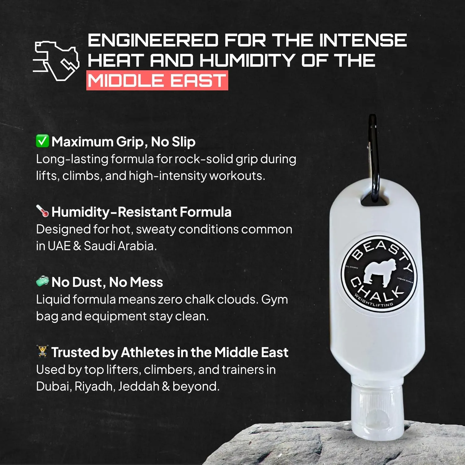 Beasty Chalk - Liquid Chalk for Weightlifting, Cross Training, Gymnastics, Sports. Two 1.5 oz. Squeeze Bottles. All Natural or IPA Based.
