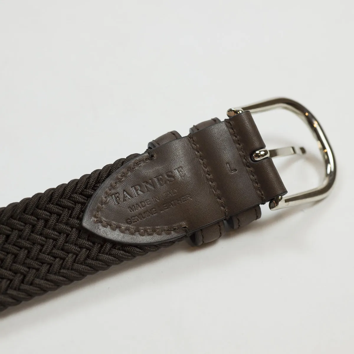 Brown "intreccio" elastic woven belt
