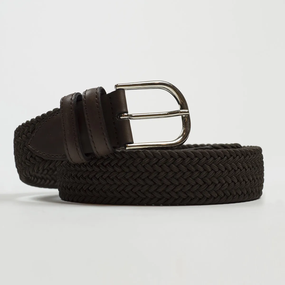 Brown "intreccio" elastic woven belt