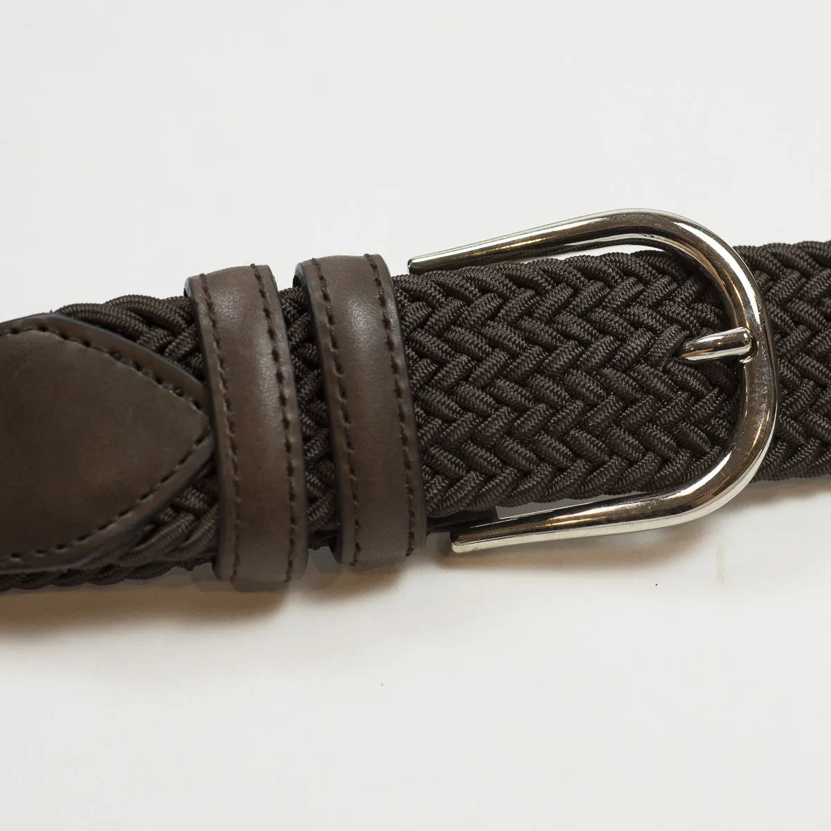 Brown "intreccio" elastic woven belt