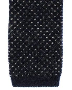 Brunello Cucinelli Cashmere Square End Knitted Tie - Black Birdseye SALE