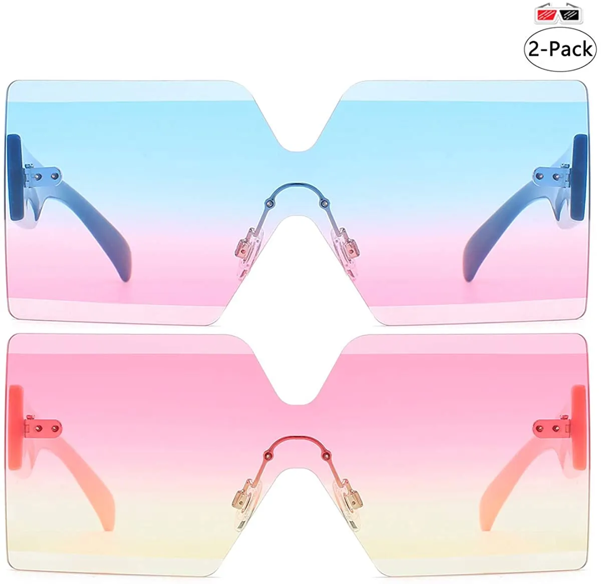 Candy Color Rimless Frame Transparent Sunglasses Glasses
