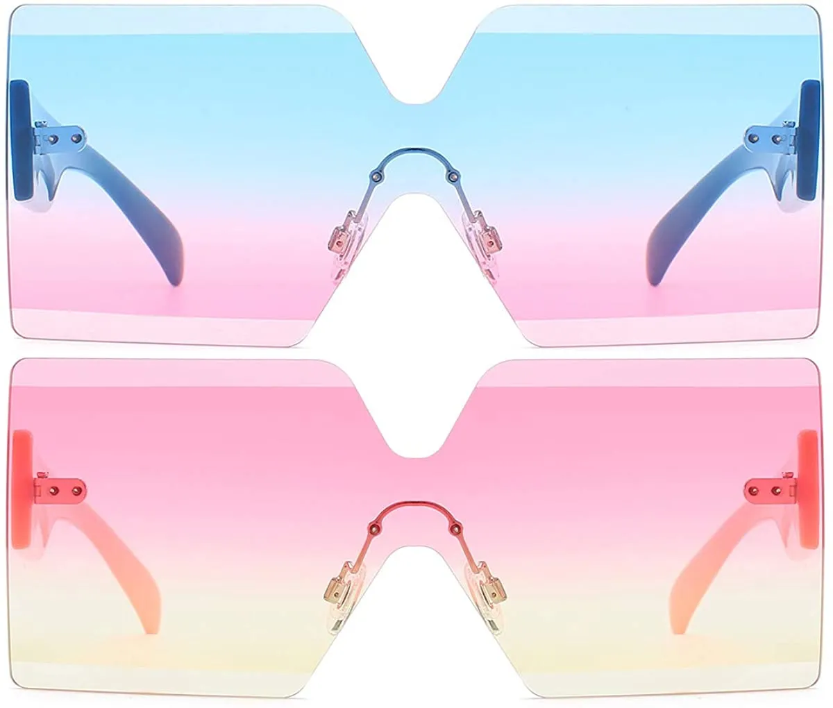 Candy Color Rimless Frame Transparent Sunglasses Glasses