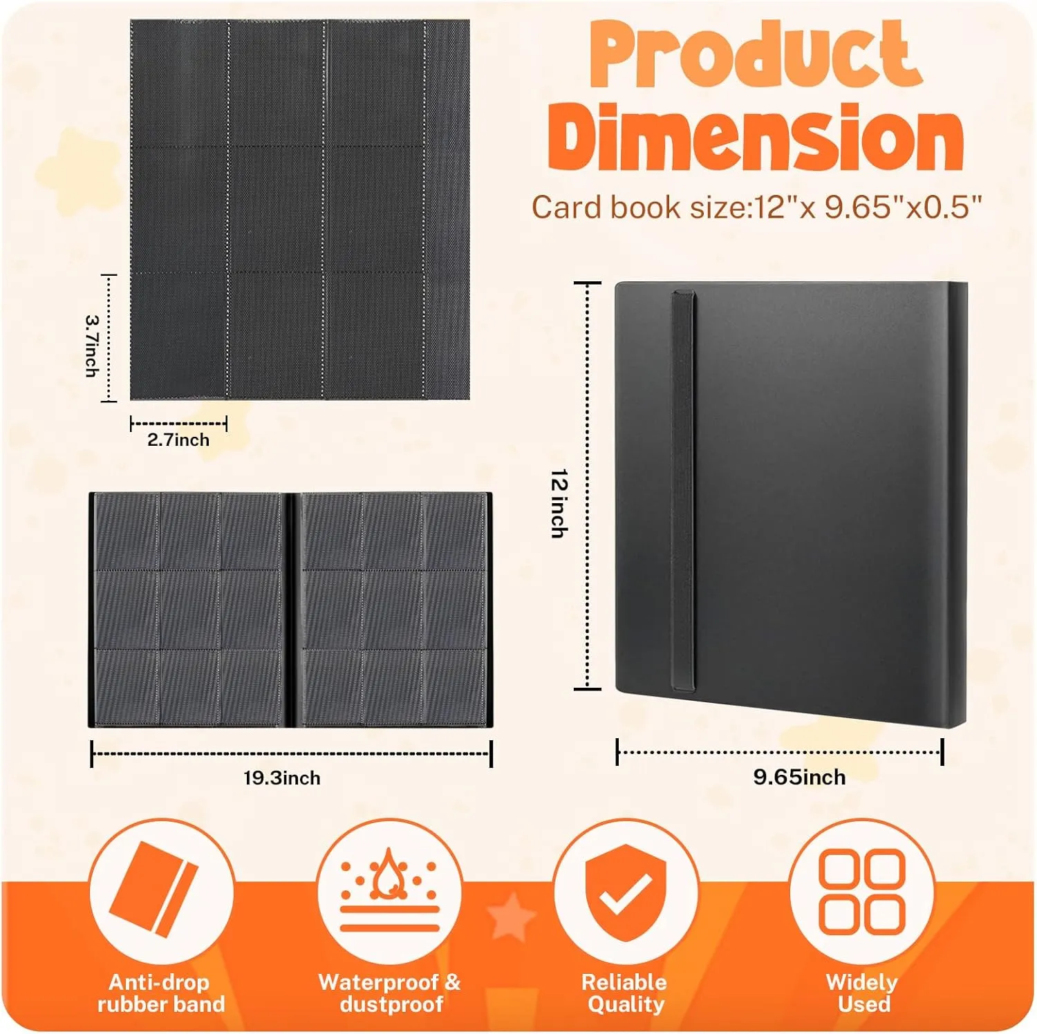 Card Binder, 9 Pocket Trading Card Album Folder,20 Pages, 360 Card Capacity Sports Card Binder, Premium Card Binders Compatible with MTG, TCG, Baseball Cards (Black)