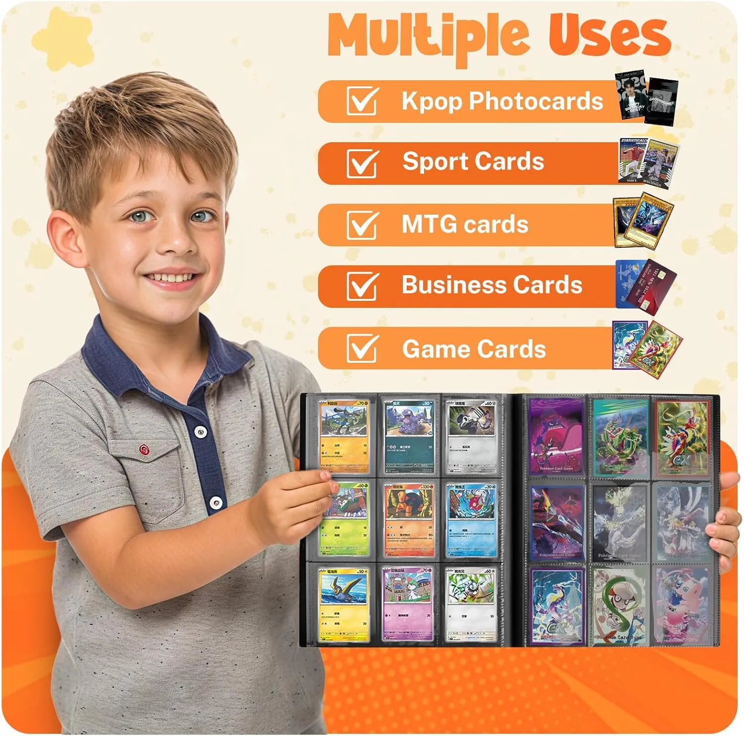Card Binder, 9 Pocket Trading Card Album Folder,20 Pages, 360 Card Capacity Sports Card Binder, Premium Card Binders Compatible with MTG, TCG, Baseball Cards (Black)
