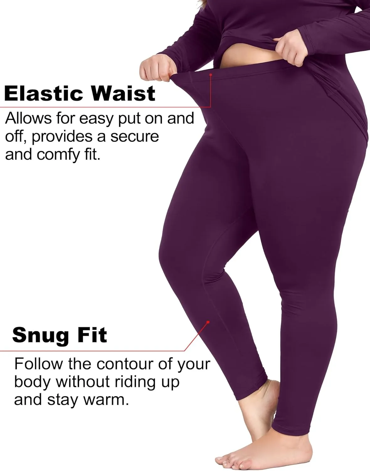COOTRY Plus Size Thermal Underwear for Women Long Johns Base Layer Winter Top and Bottom Sets