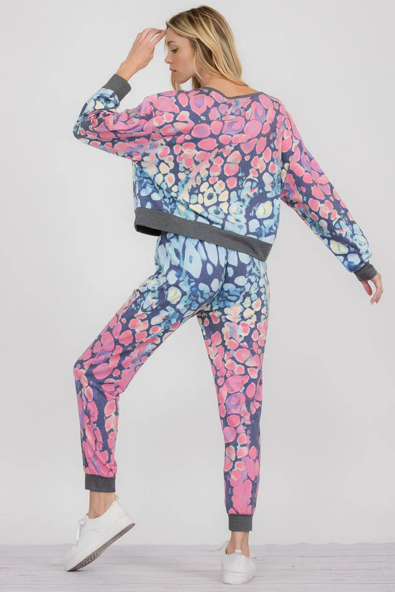 Cotton Candy Printed Ombre Loungewear Set