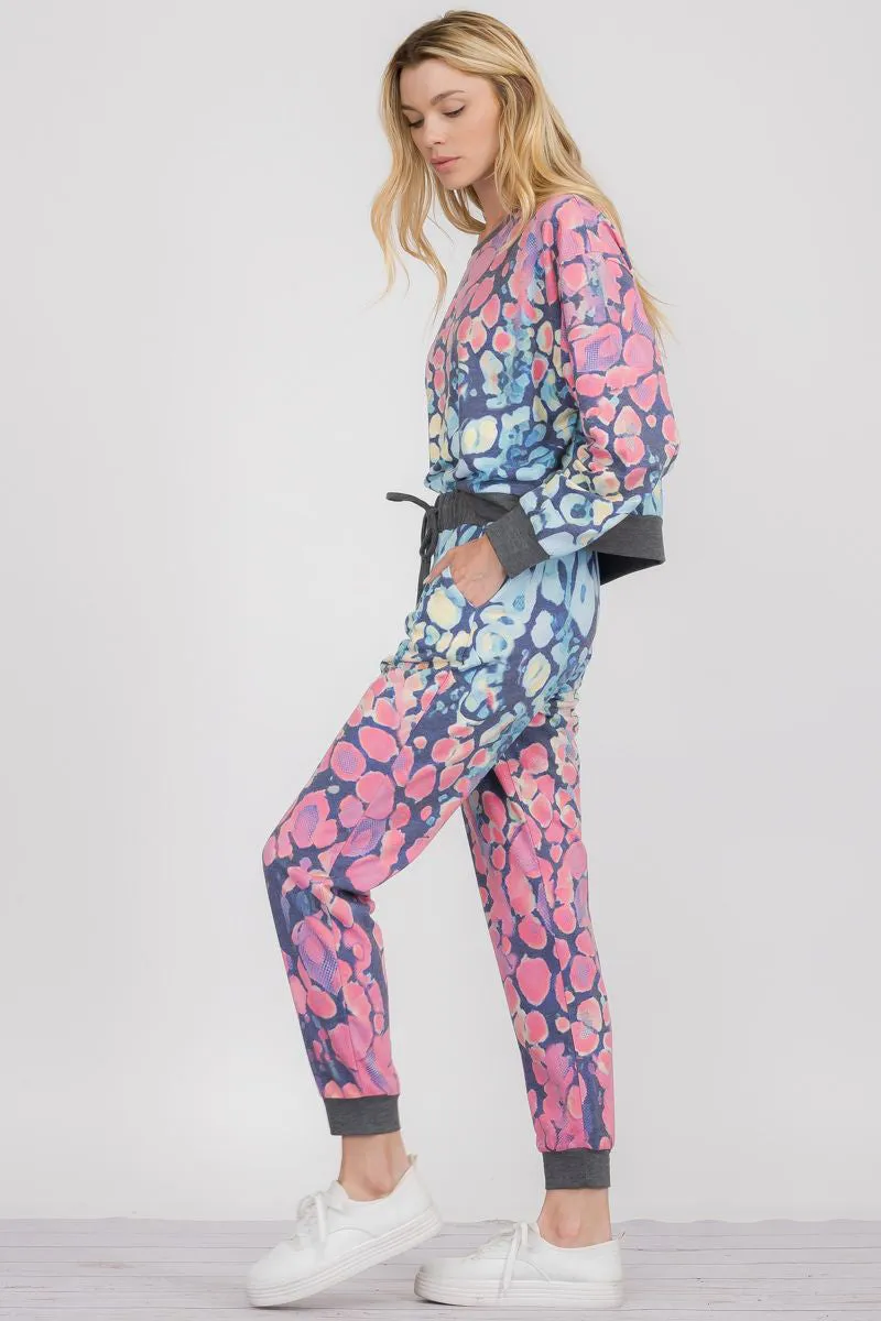 Cotton Candy Printed Ombre Loungewear Set