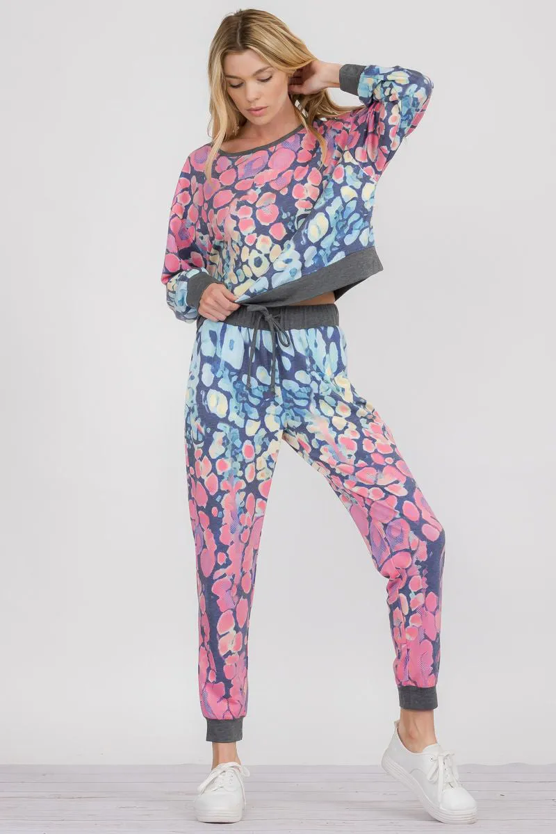 Cotton Candy Printed Ombre Loungewear Set