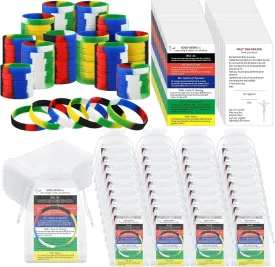 Cunno 150 Pcs Plan of Salvation Bracelets Sets with 50 Bulk Plan of Salvation Cards Gospel Tracts Pocket Holy Postcards Prayer Cards 50 Wrist Band Wordless Silicone Bracelet 50 Bags for Ministering