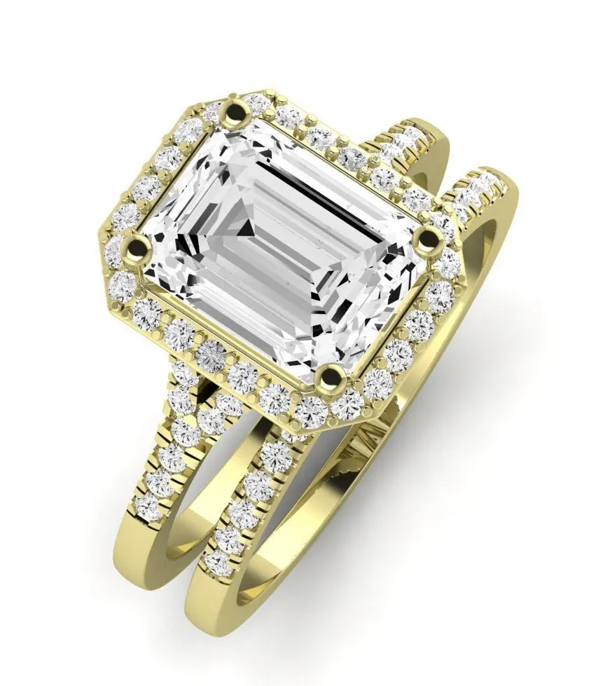 Desert Rose Diamond Matching Band for Emerald Center (Band Only. Engagement Ring Not Included)