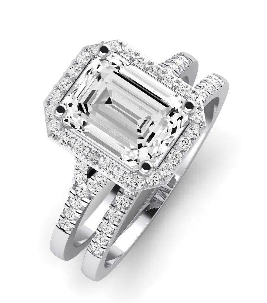 Desert Rose Diamond Matching Band for Emerald Center (Band Only. Engagement Ring Not Included)