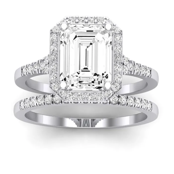 Desert Rose Diamond Matching Band for Emerald Center (Band Only. Engagement Ring Not Included)