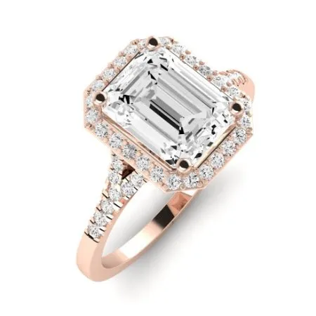 Desert Rose Diamond Matching Band for Emerald Center (Band Only. Engagement Ring Not Included)