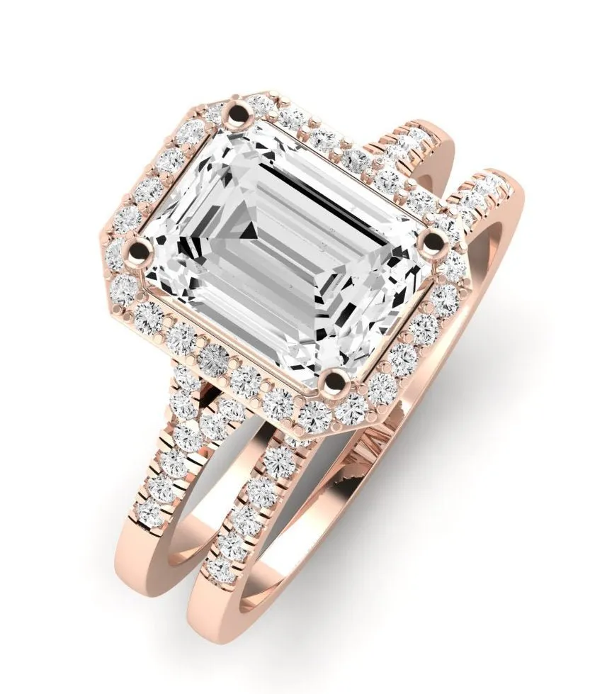 Desert Rose Diamond Matching Band for Emerald Center (Band Only. Engagement Ring Not Included)