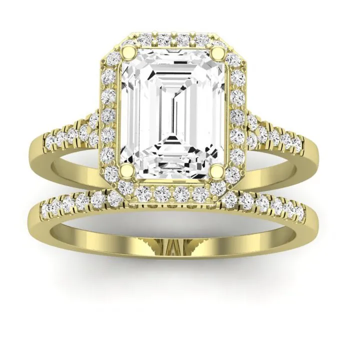Desert Rose Diamond Matching Band for Emerald Center (Band Only. Engagement Ring Not Included)