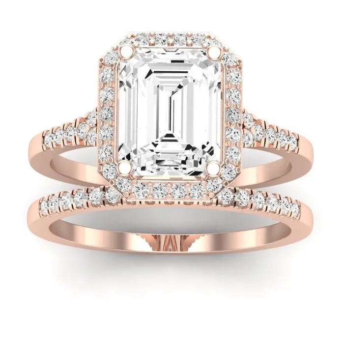 Desert Rose Diamond Matching Band for Emerald Center (Band Only. Engagement Ring Not Included)