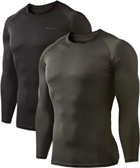 DEVOPS 2 Pack Men's Thermal Long Sleeve Compression Shirts