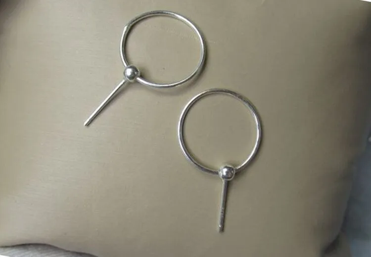 Earrings Stud Posts Sticks Round Hoops 15mm 925 Sterling Silver Findings for Handmade Pure Fine Jewelry Making Wholesale Bulk