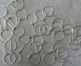 Earrings Stud Posts Sticks Round Hoops 15mm 925 Sterling Silver Findings for Handmade Pure Fine Jewelry Making Wholesale Bulk