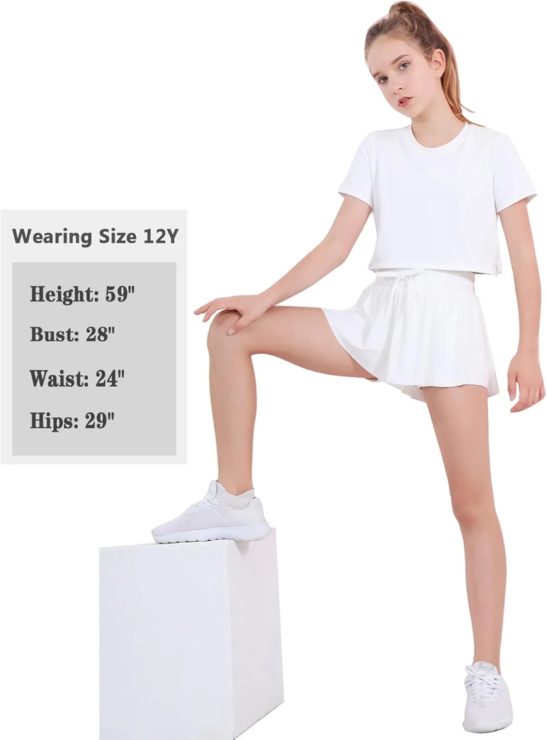 EXARUS Girls Butterfly Shorts Flowy Dance Athletic 2 in 1 Cheer Skorts Flutter Skirt Running Preppy Clothes Kids 6-14Y