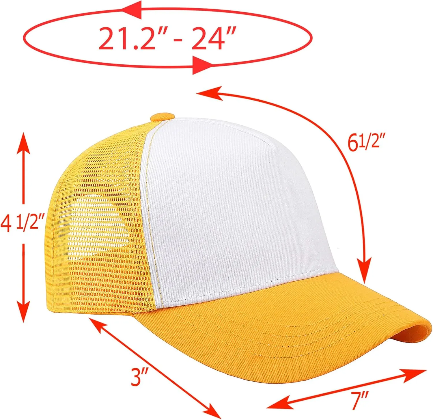 Falari 5-Panel Mesh Baseball Cap, Trucker Hat, Structured Plain Design, Cotton, Adjustable Size