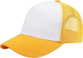 Falari 5-Panel Mesh Baseball Cap, Trucker Hat, Structured Plain Design, Cotton, Adjustable Size