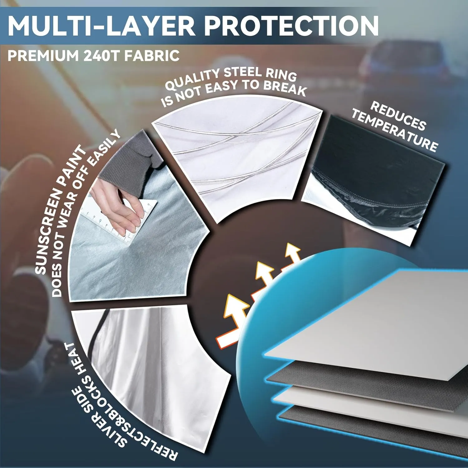 for Toyota Camry 2025 Windshield Sun Shade - 4 Layers Car Sunshades for Front Windows Shade Cover Custom Fit Camry Sun Visor 240T Retractable Blocks Shade UV Rays Accessories