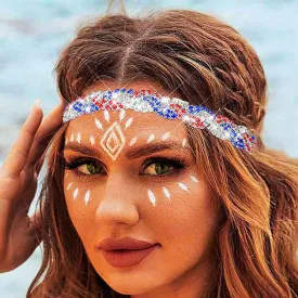 Fstrend American Flag Rhinestone Headband 4th July Independence Day Headpiece USA Patriotic Hair Accessories Jewelry for Women