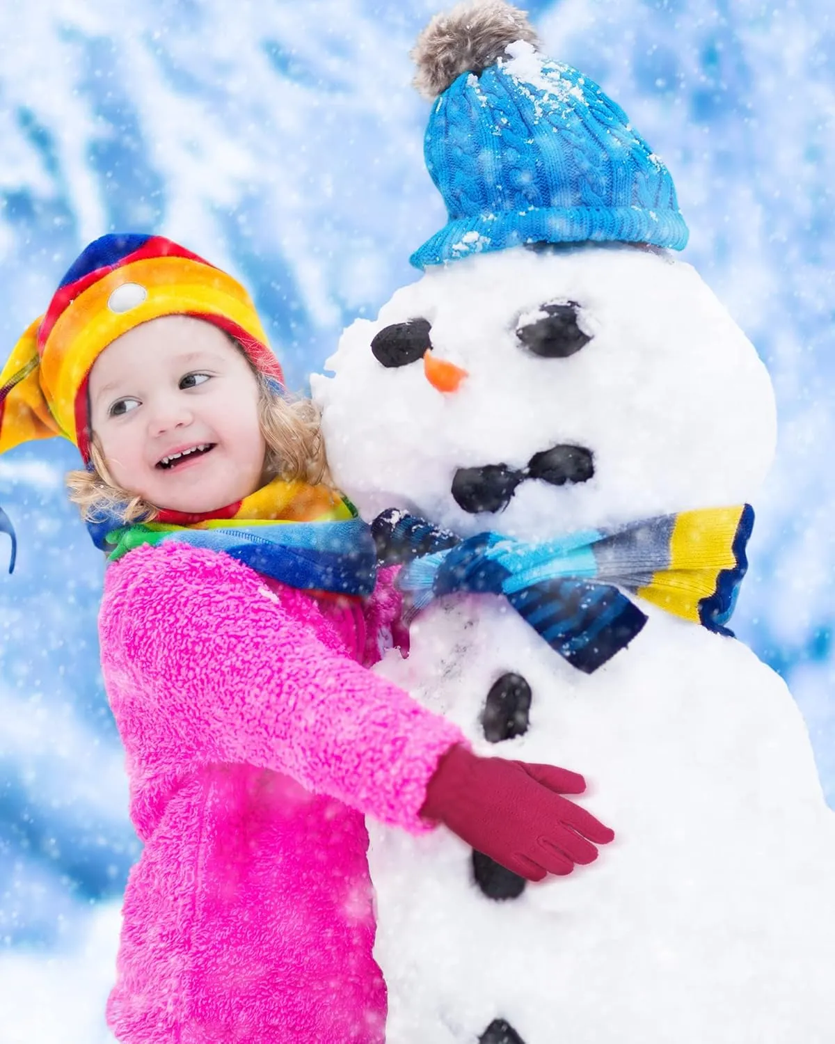 Geyoga 2 Pairs Kids Fleece Gloves Full Finger Winter Warm Gloves Cold Weather Mittens for Boy Girl