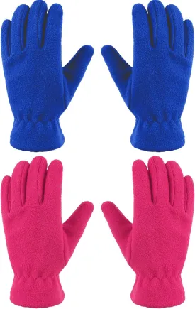 Geyoga 2 Pairs Kids Fleece Gloves Full Finger Winter Warm Gloves Cold Weather Mittens for Boy Girl