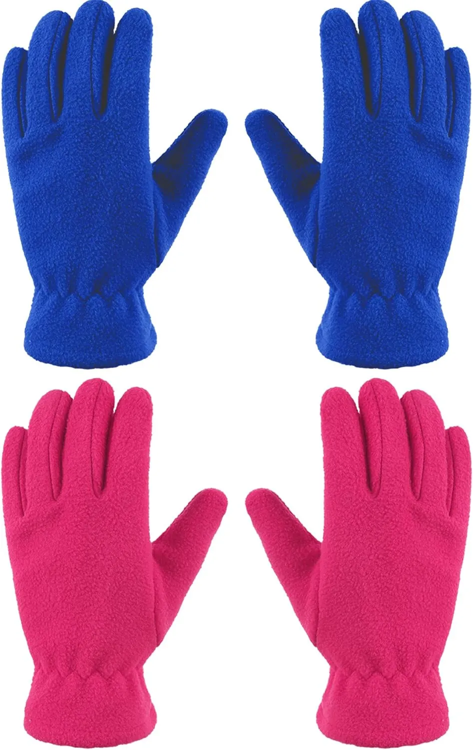 Geyoga 2 Pairs Kids Fleece Gloves Full Finger Winter Warm Gloves Cold Weather Mittens for Boy Girl