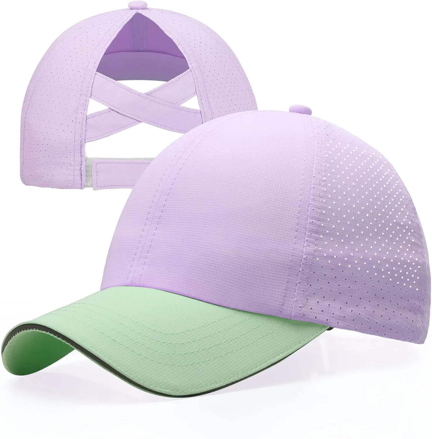 Girls Criss Cross Ponytail Hat Mesh Baseball Cap Kids Quick Dry Ponycap Hats Outdoor Summer Sports Hat Age 7-12