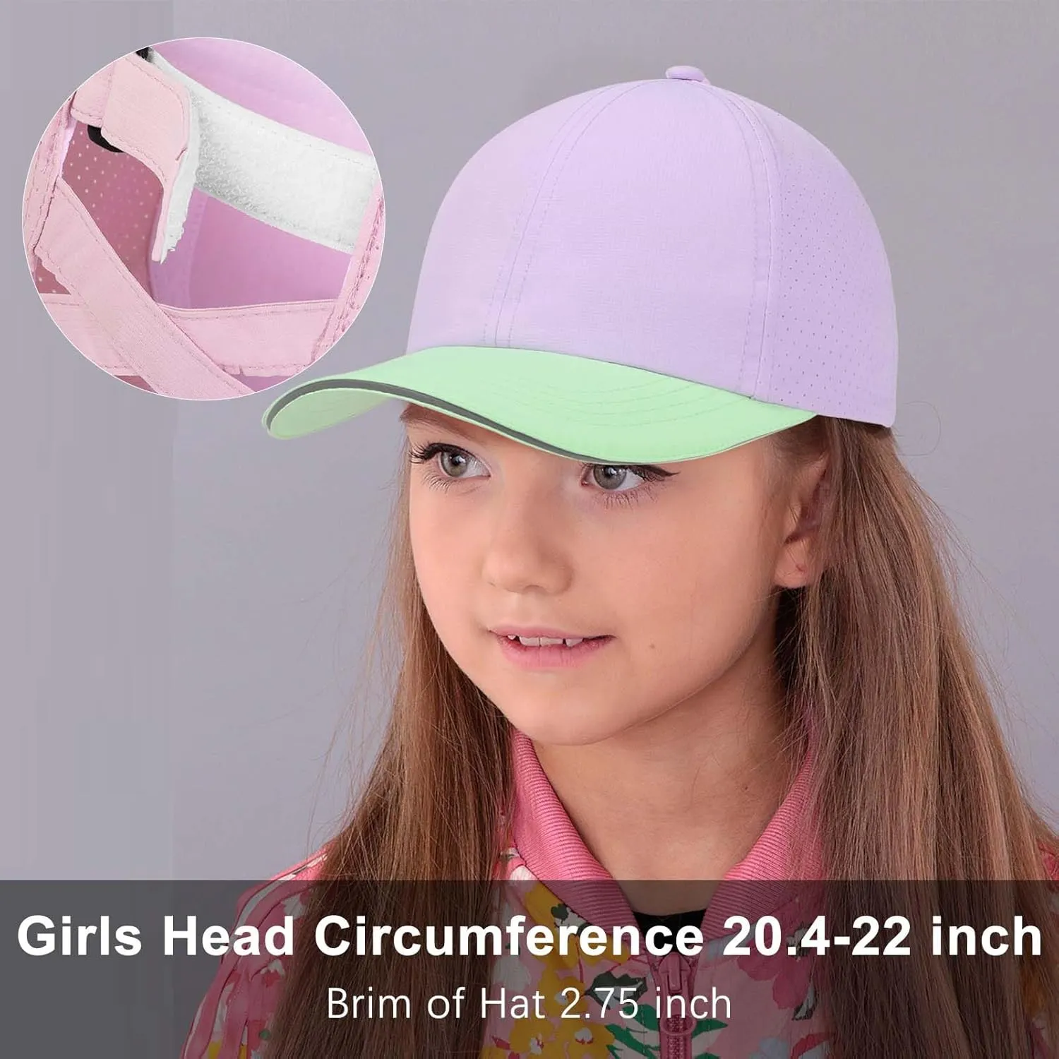 Girls Criss Cross Ponytail Hat Mesh Baseball Cap Kids Quick Dry Ponycap Hats Outdoor Summer Sports Hat Age 7-12
